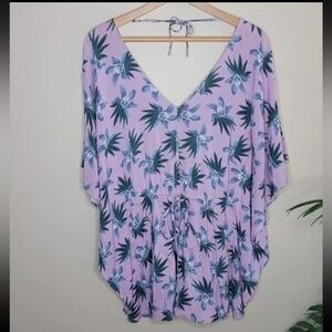 Cupcakes & Cashmere purple floral romper/coverup size XS oversized
